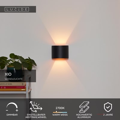 Lucide XIO - Wandleuchte - LED Dim. - G9 - 1x3,5W 2700K - Einstellbarer Abstrahlwinkel - Schwarz